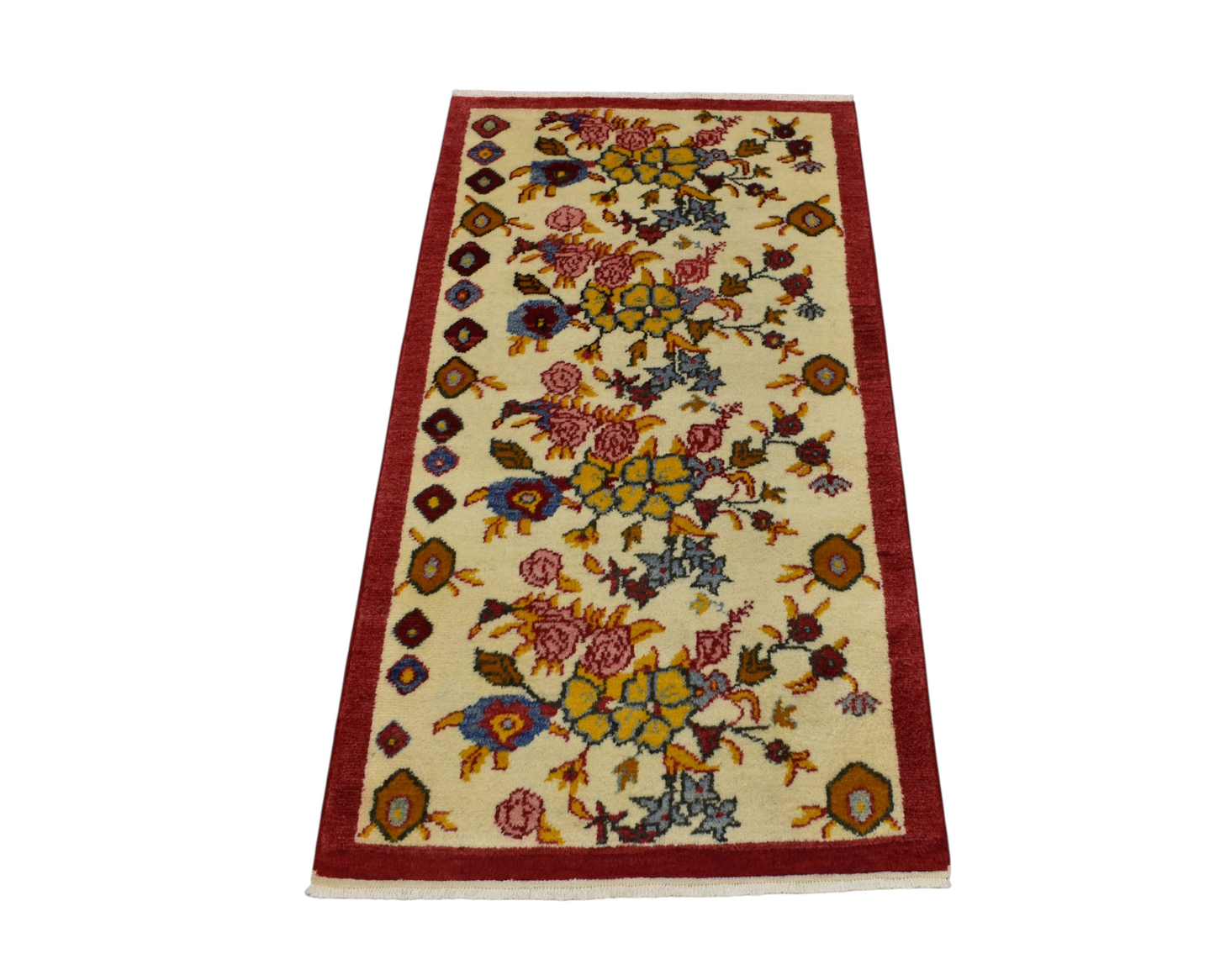 Kilim Antik El Dokuma Güllü Çiçekli Karacahisar Yün Halı 0764 - Yeni - Çok Renkli