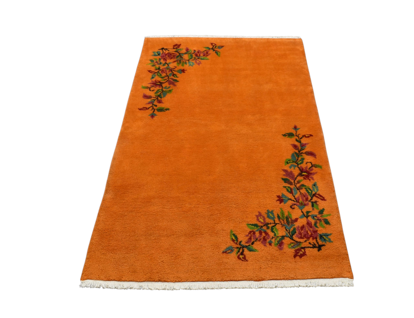 Kilim Antik El Dokuma Burdur Çiçekli Yün Halı 0777 - Yeni - Turuncu