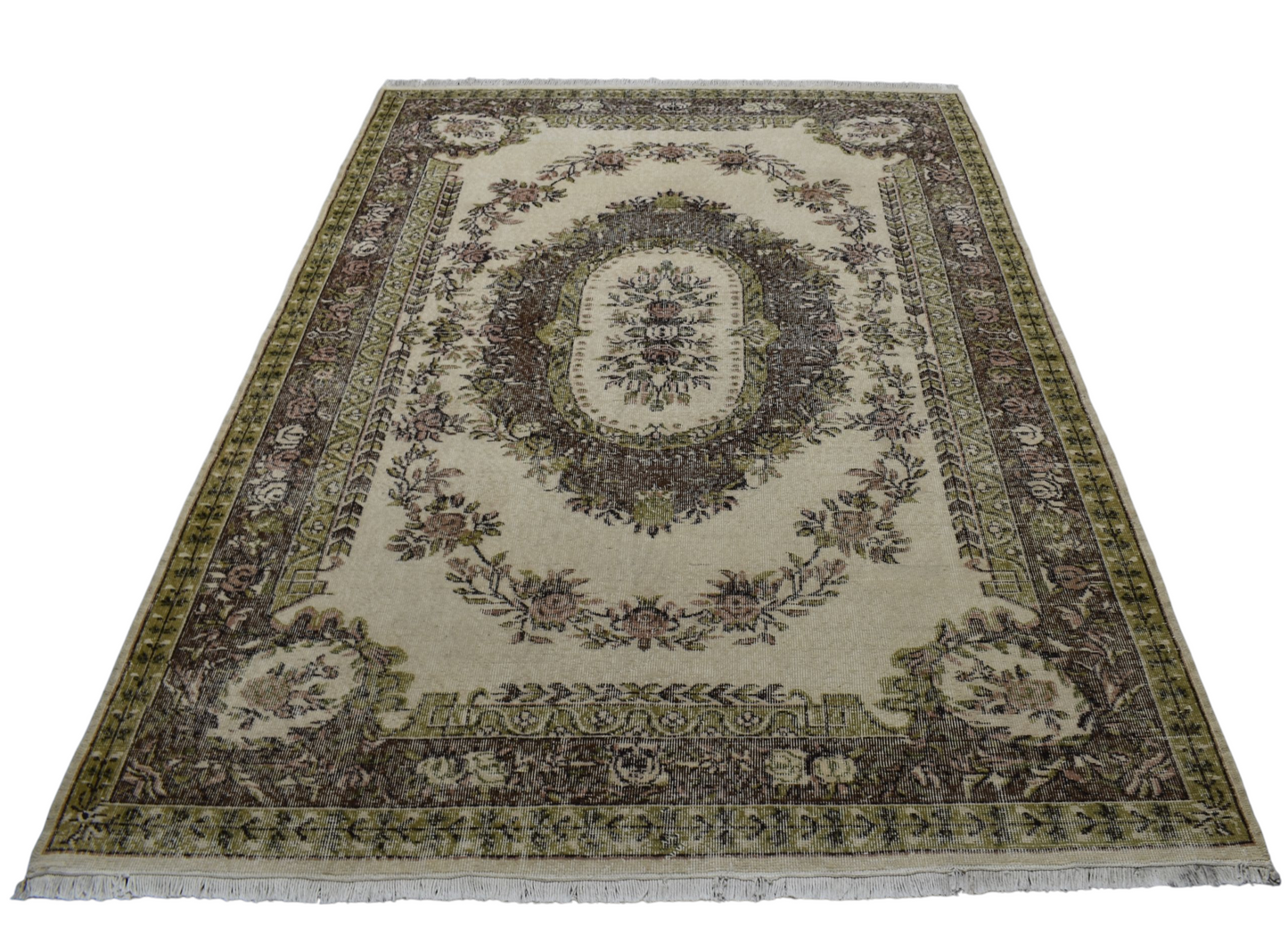 Kilim Antik 6m2 El Dokuma Aubusson Eskitme Yün Salon Halısı 0791 - Vintage - Çok Renkli