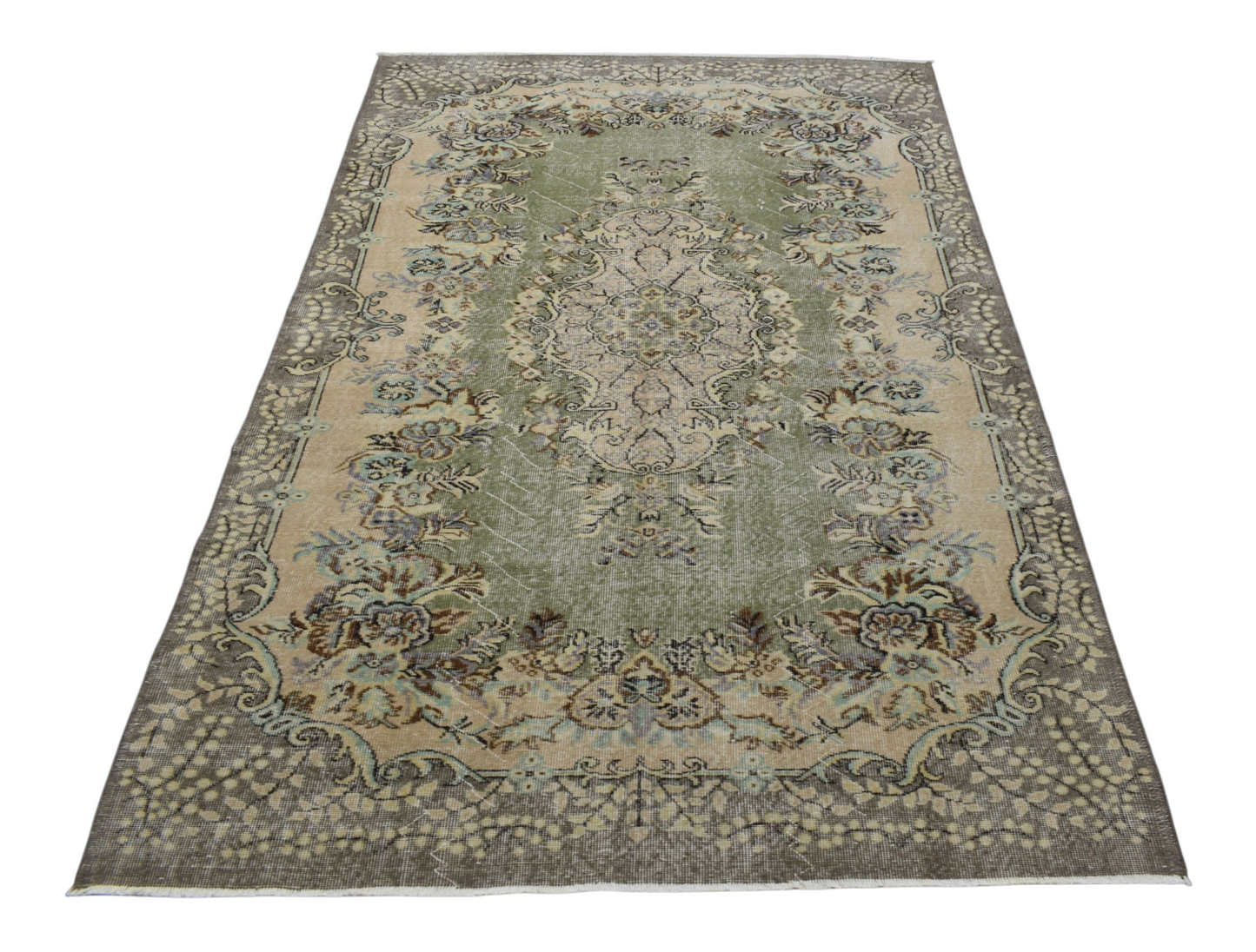 Kilim Antik Eskitme El Dokuma Güllü Çiçekli Yün Halı 0805 - Vintage - Çok Renkli