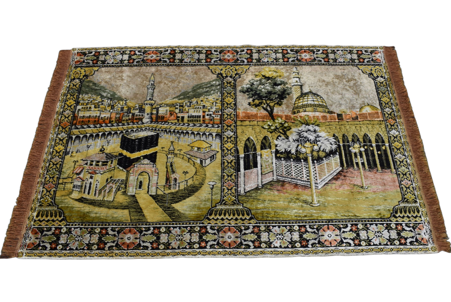 Kilim Antik Manzara Kabe-i Muazzama Tasvirli Pastel Duvar Halısı 0819 - Antika - Çok Renkli