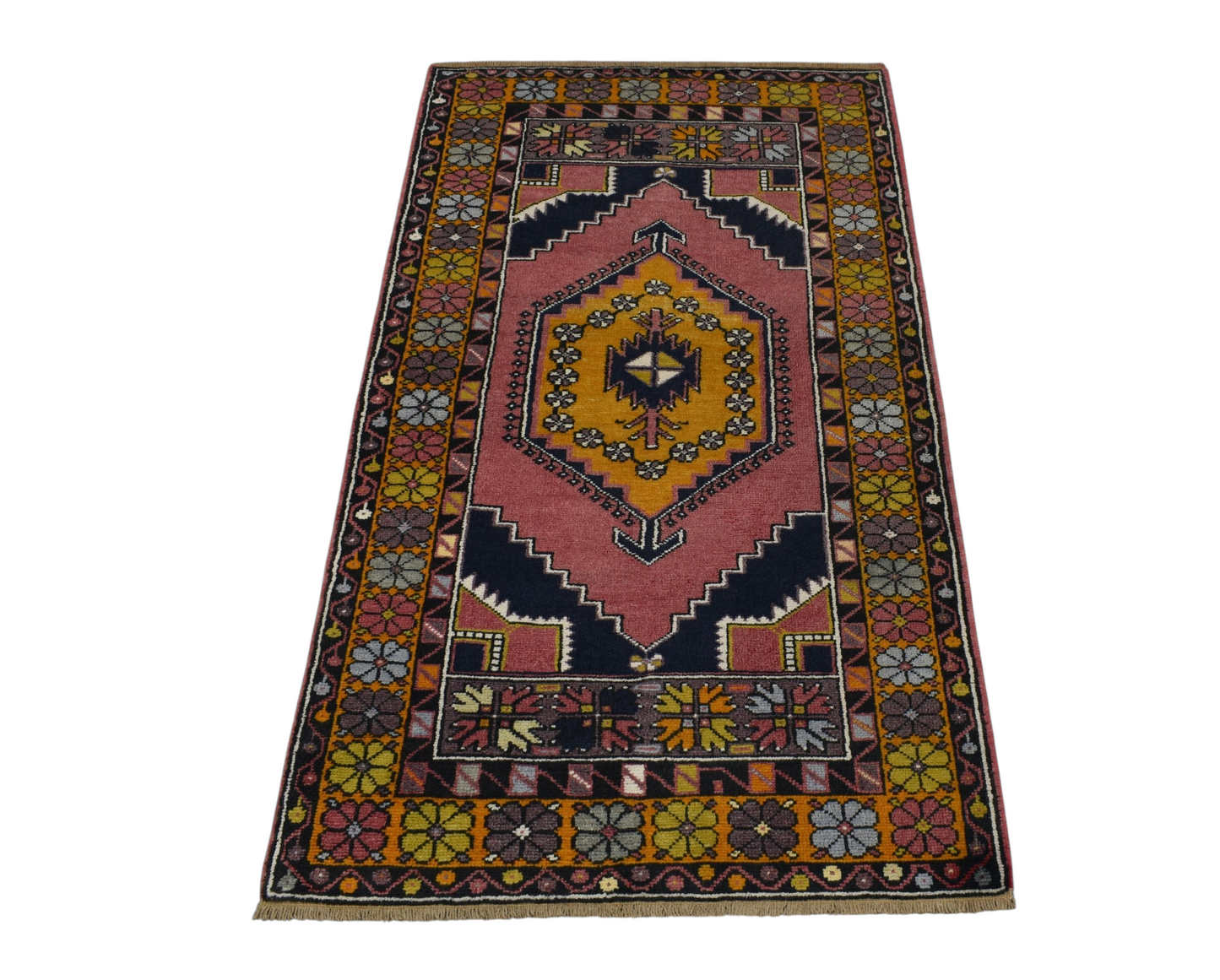 Kilim Antik El Dokuma Pastel Tek Göbek Niğde Ortaköy Yün Halı 0824 - Yeni - Çok Renkli
