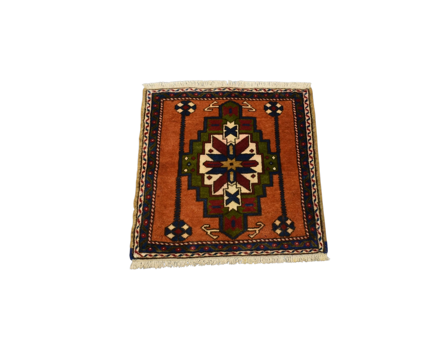 Kilim Antik El Dokuma Aksaray Taşpınar Köşe Minderi Kare Yün Halı 0826 - Yeni - Çok Renkli