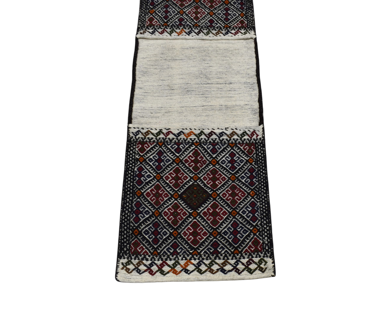 Kilim Antik El Dokuma Çift Gözlü Yörük Pamuklu Yün Kilim Heybe 0827 - Yeni - Çok Renkli
