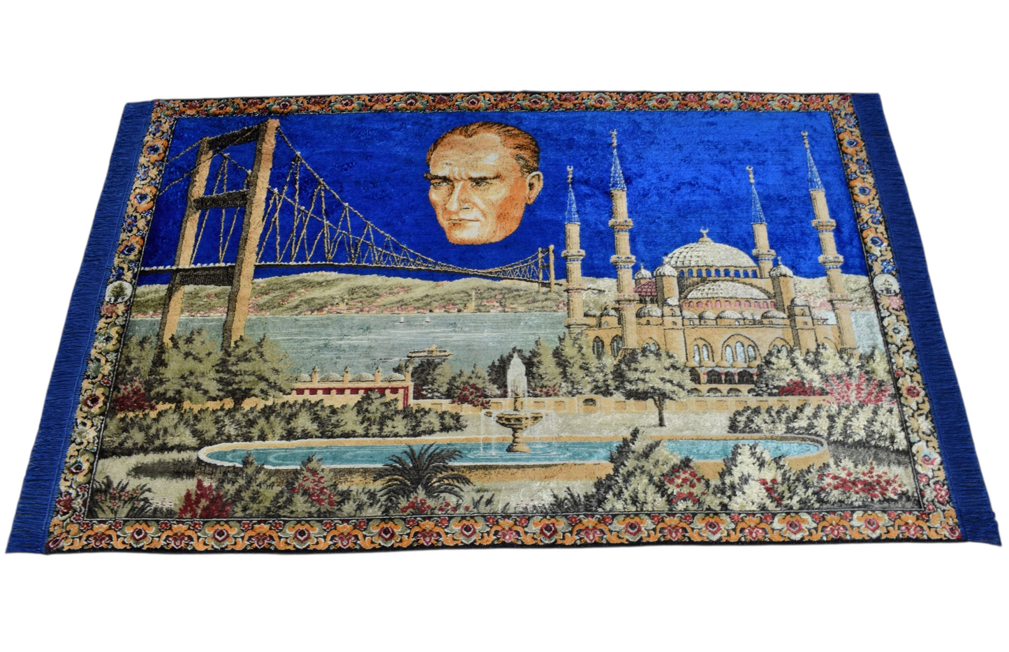 Kilim Antik Ulu Önder Gazi Mustafa Kemal Atatürk Tasvirli Duvar Halısı 0831 - Vintage - Çok Renkli