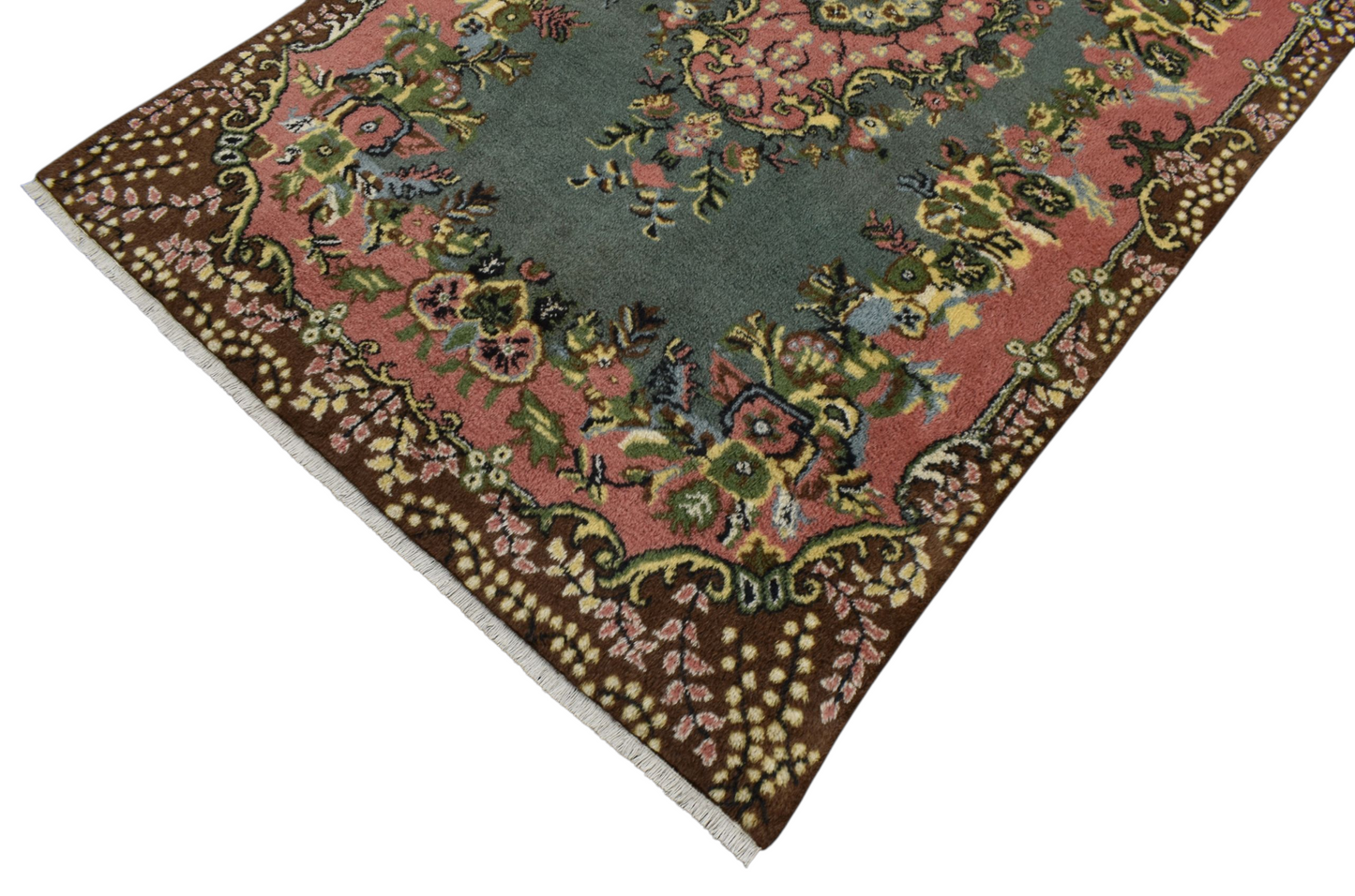 Kilim Antik El Dokuma 5m2 Güllü Çiçekli Yün Halı 0862 - Yeni - Çok Renkli