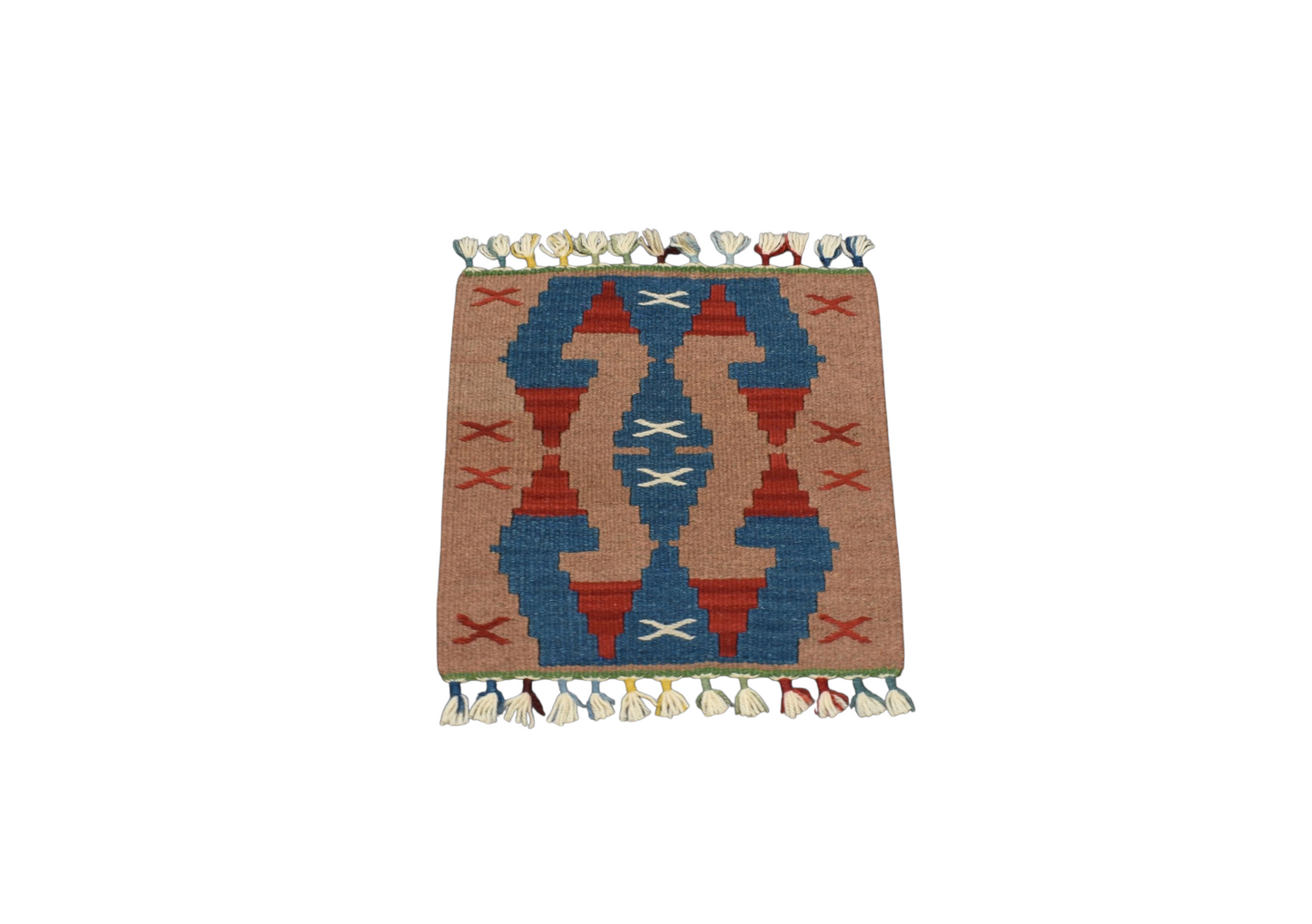 Kilim Antik El Dokuma Kare Köşe Sandalye Minderi Pınarbaşı Kayseri Yün Kilim 0869 - Yeni - Çok Renkli
