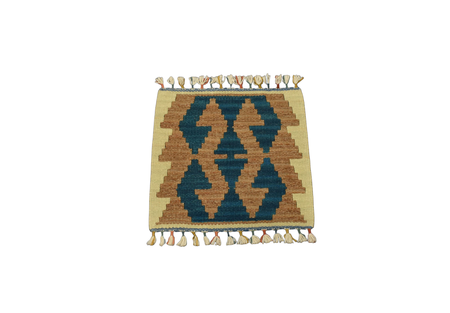 Kilim Antik El Dokuma Kare Köşe Sandalye Minderi Pınarbaşı Kayseri Yün Kilim 0875 - Yeni - Çok Renkli