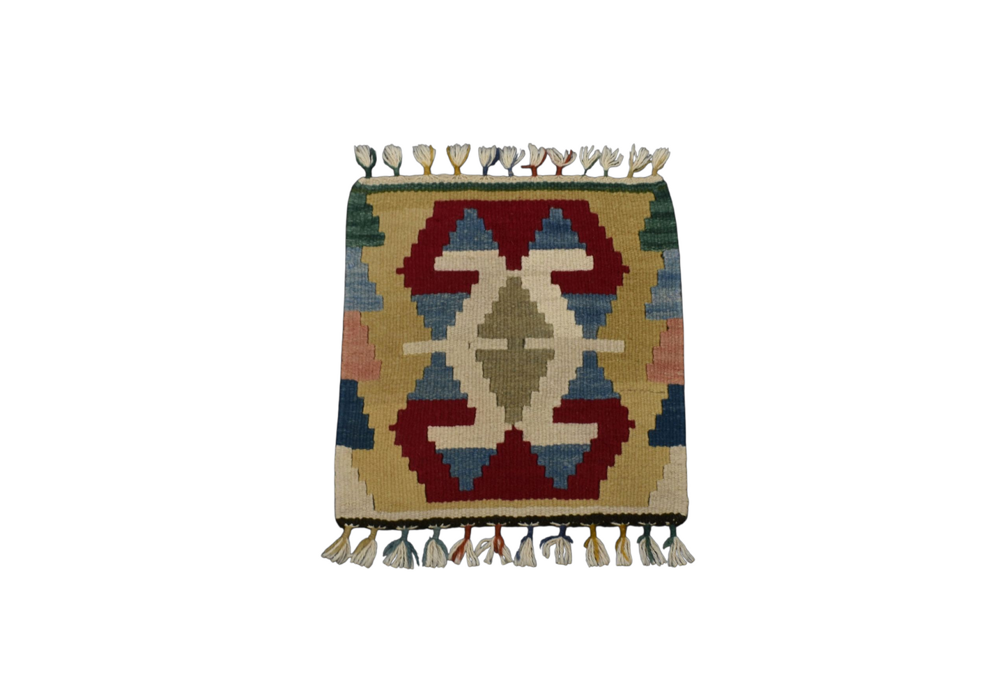 Kilim Antik El Dokuma Köşe Sandalye Koltuk Minderi Pınarbaşı Kayseri Yün Kilim 0881 - Yeni - Çok Renkli