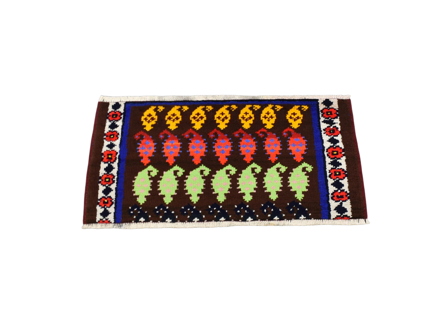 Kilim Antik El Dokuma Bademli Herki Bukleli Pamuklu Halı 0892 - Yeni - Çok Renkli