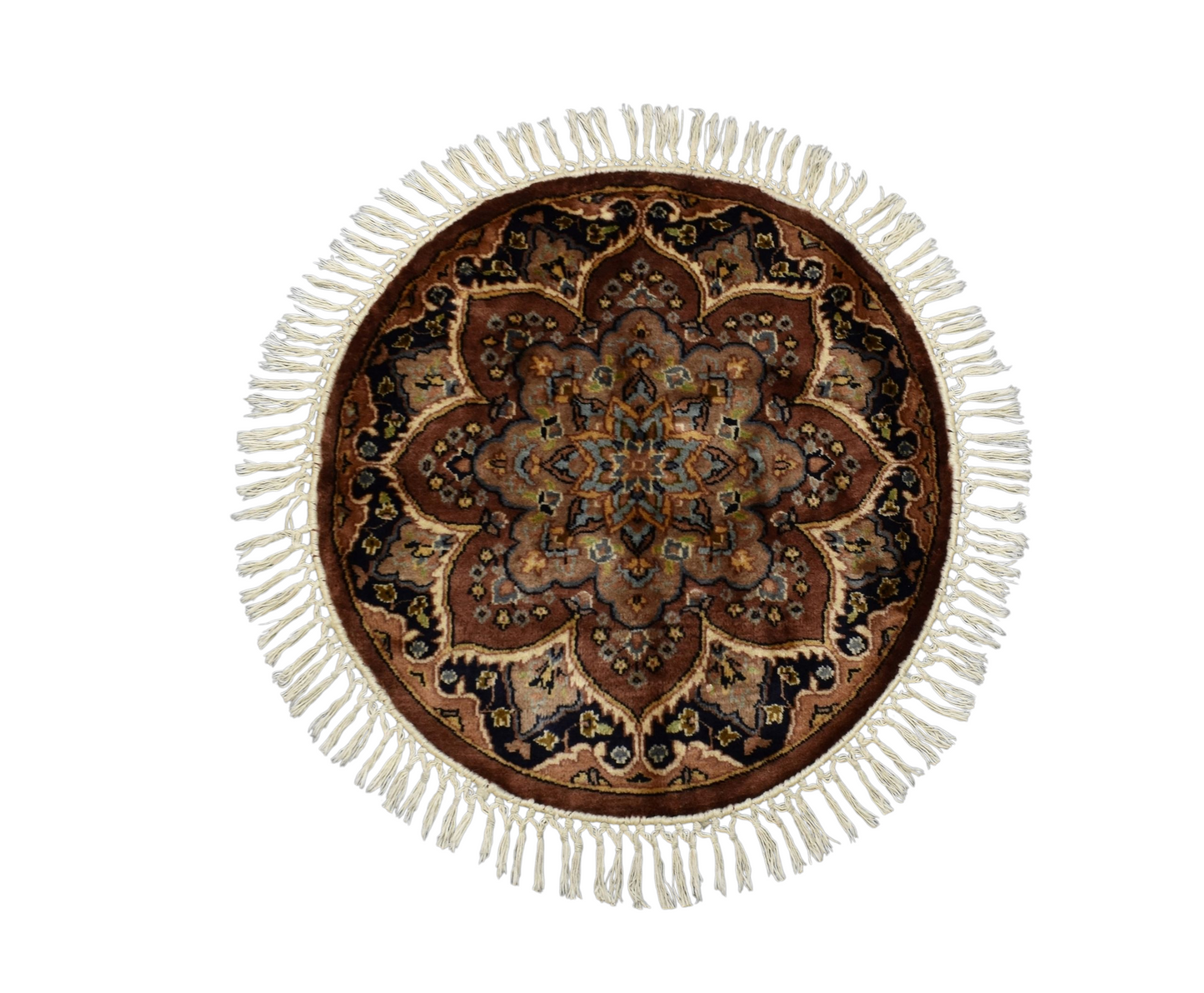 Kilim Antik El Dokuma Oval Yuvarlak İsfahan İran Yün Halı 0900 - Yeni - Çok Renkli
