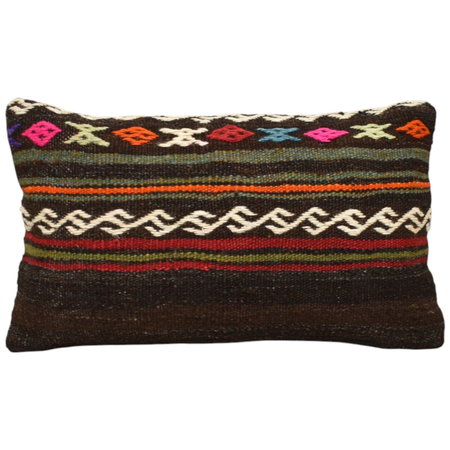 Kilim Antik El Dokuma Dekoratif Lumbar Kilim Kırlent Yastık Kılıfı 1005 - Yeni - Çok Renkli