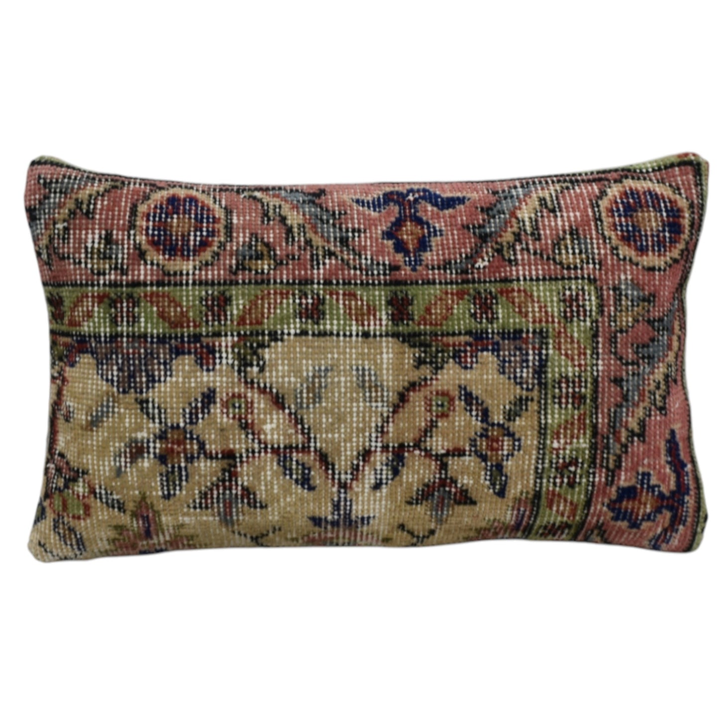 Kilim Antik El Dokuma Dekoratif Lumbar Halı Kırlent Yastık Kılıfı 1024 - Vintage - Çok Renkli