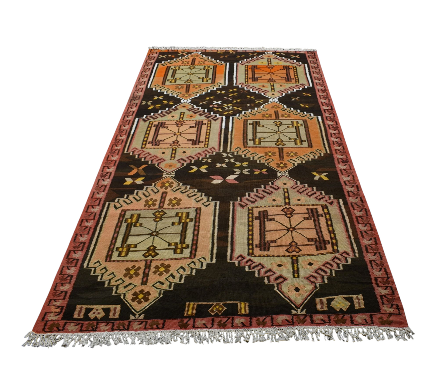 Kilim Antik El Dokuma Yün Çatal Kapılı Erzurum Kilimi 0102 - Antika - Çok Renkli