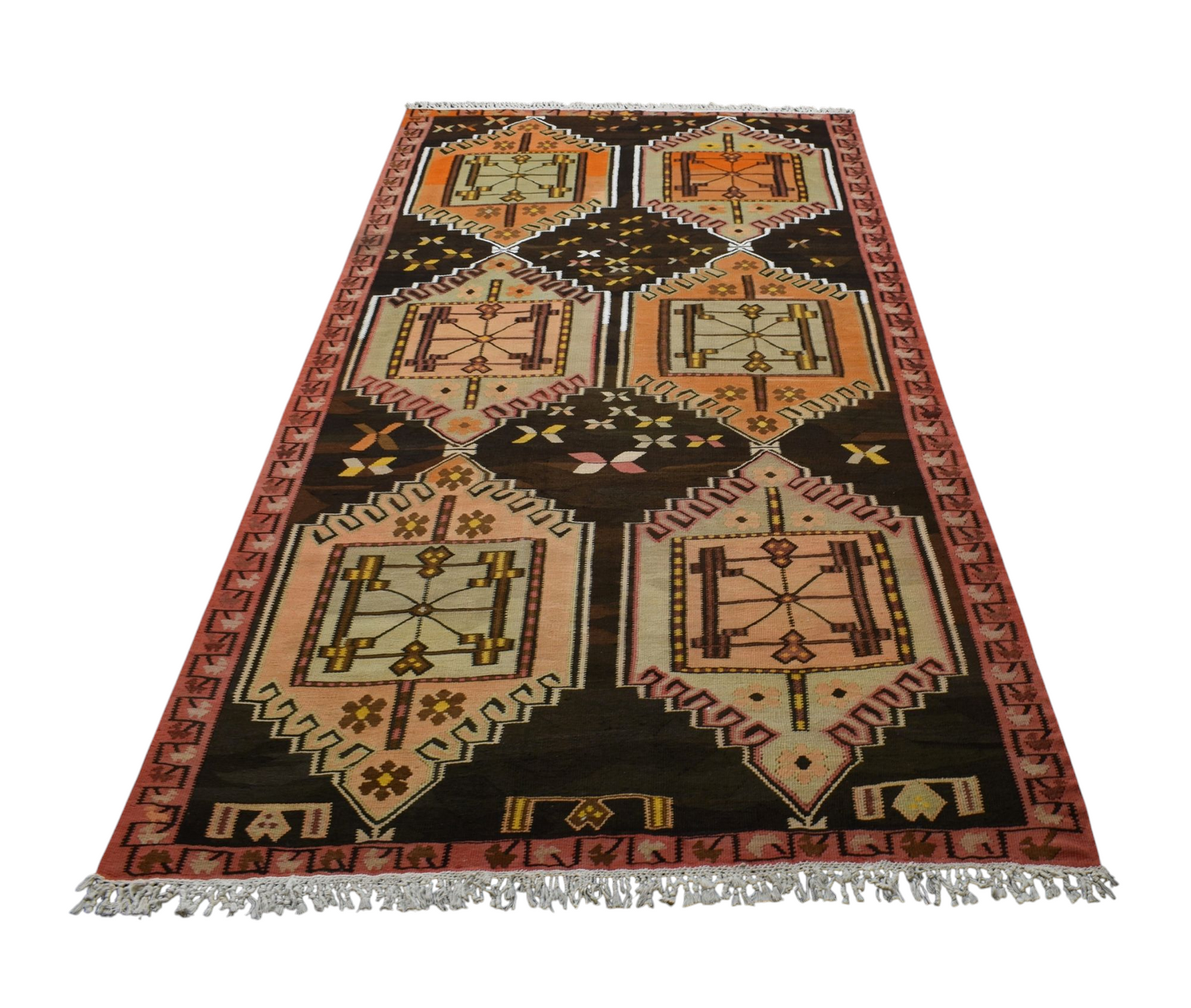 Kilim Antik El Dokuma Yün Çatal Kapılı Erzurum Kilimi 0102 - Antika - Çok Renkli