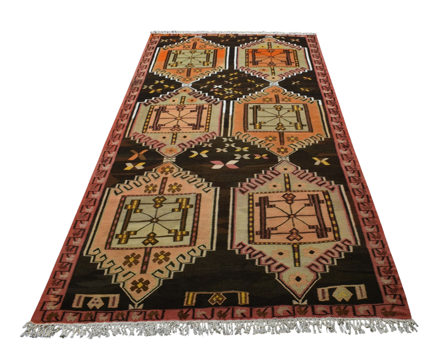 Kilim Antik El Dokuma Yün Çatal Kapılı Erzurum Kilimi 0102 - Antika - Çok Renkli