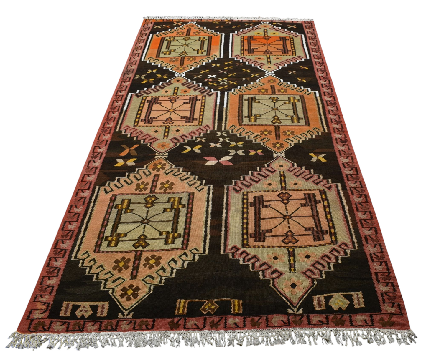 Kilim Antik El Dokuma Yün Çatal Kapılı Erzurum Kilimi 0102 - Antika - Çok Renkli