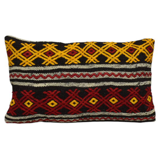 Kilim Antik El Dokuma Dekoratif Lumbar Kilim Kırlent Yastık Kılıfı 1045 - Yeni - Çok Renkli