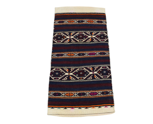 Kilim Antik El Dokuma Yün Sumak Çuval Yüncü Yörük Balıkesir Kilimi 0105 - Antika - Çok Renkli