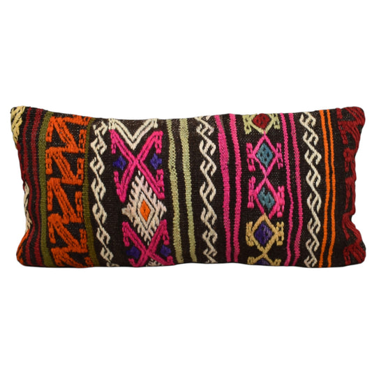 Kilim Antik El Dokuma Dekoratif Lumbar Kilim Kırlent Yastık Kılıfı 1077 - Yeni - Çok Renkli