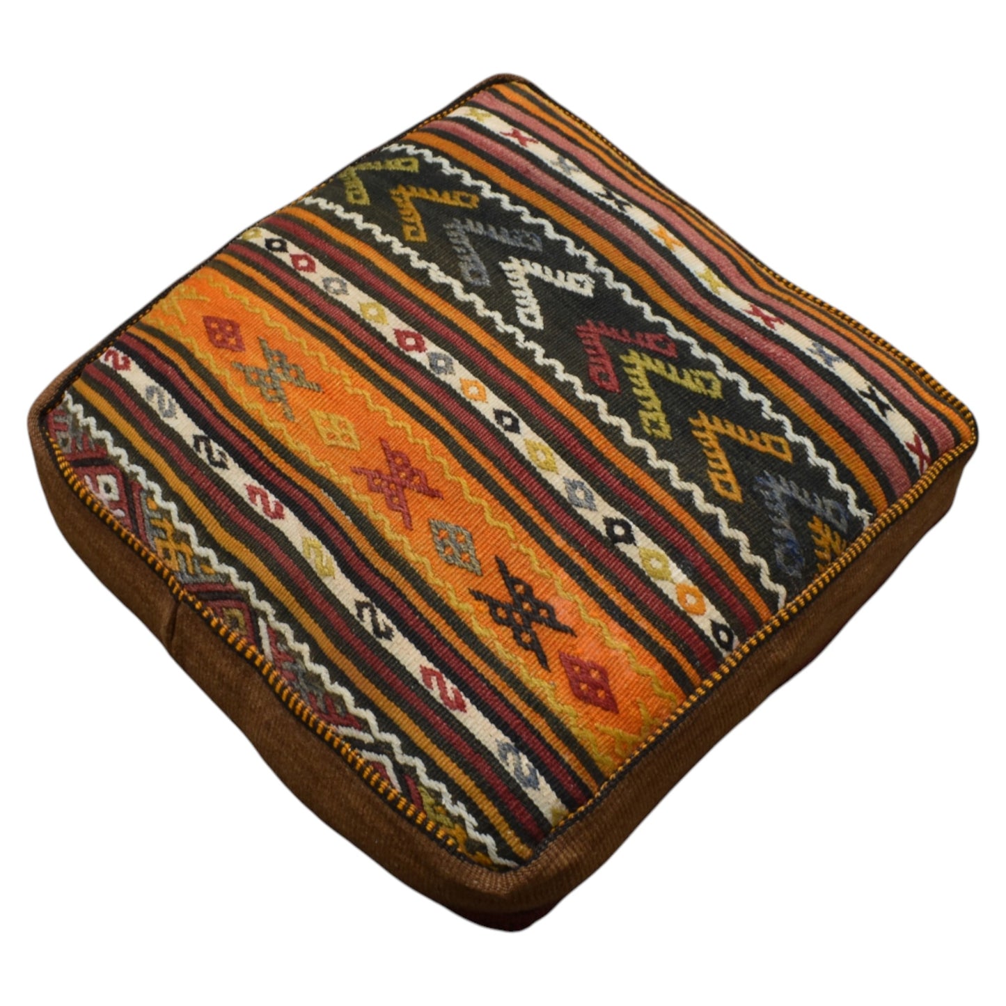 Kilim Antik El Dokuma Dekoratif Puf Köşe Kilim Minderi Kırlent Kılıfı 1114 - Yeni - Çok Renkli