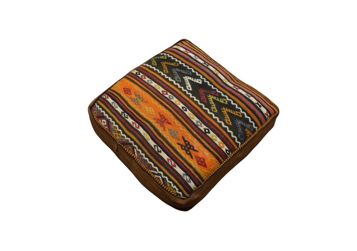 Kilim Antik El Dokuma Dekoratif Puf Köşe Kilim Minderi Kırlent Kılıfı 1114 - Yeni - Çok Renkli