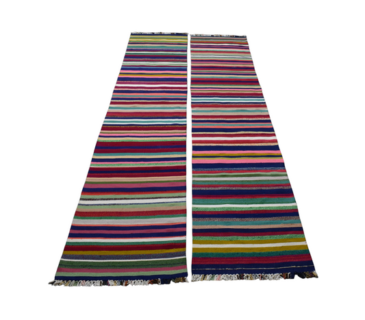 Kilim Antik El Dokuma Yün Pamuklu Yolluk Çift Anadolu Yörük Kilimi 0112 - Yeni - Çok Renkli