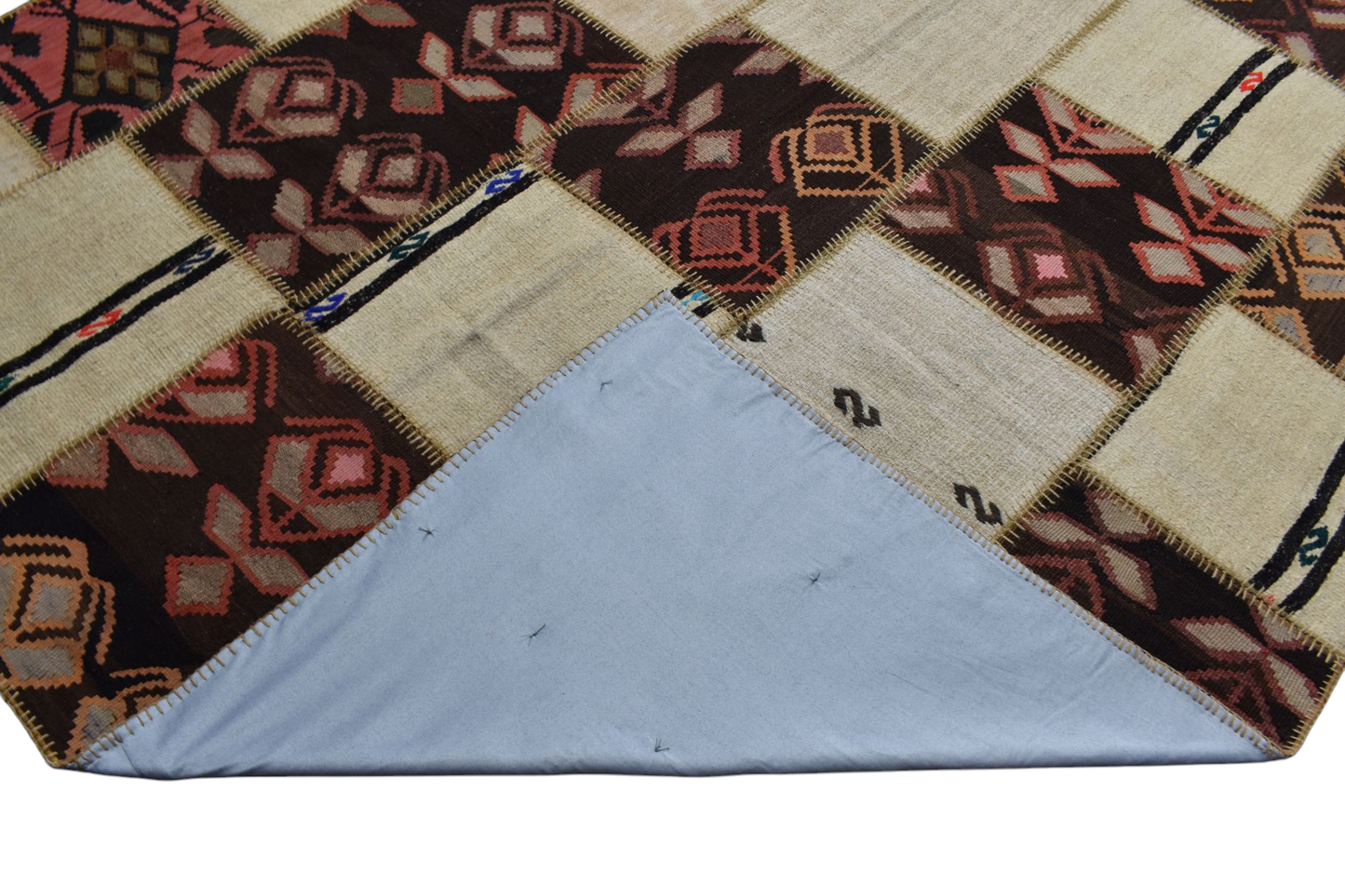 Kilim Antik El Dokuma 7.5m2 Yün Kendirli Patchwork Kırkyama Anadolu Kilimi 0113 - Yeni - Çok Renkli