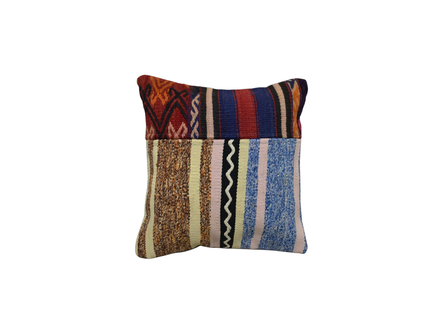 Kilim Antik El Dokuma Patchwork Kırkyama Dekoratif Kilim Kırlent Yastık Kılıfı 1152 - Yeni - Çok Renkli