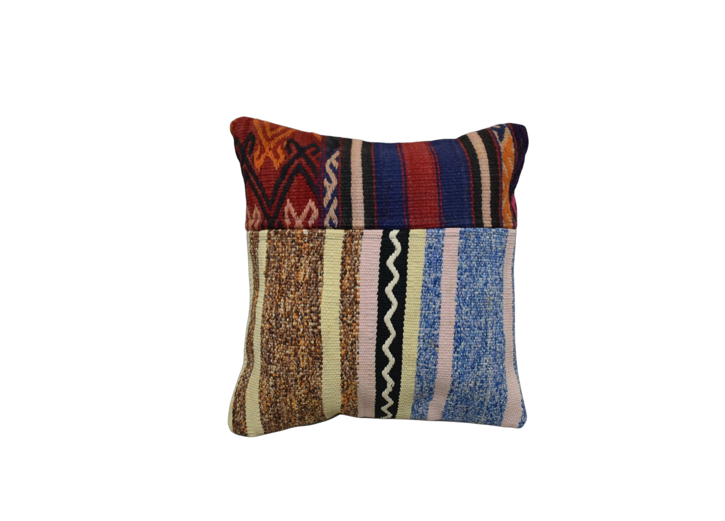 Kilim Antik El Dokuma Patchwork Kırkyama Dekoratif Kilim Kırlent Yastık Kılıfı 1152 - Yeni - Çok Renkli
