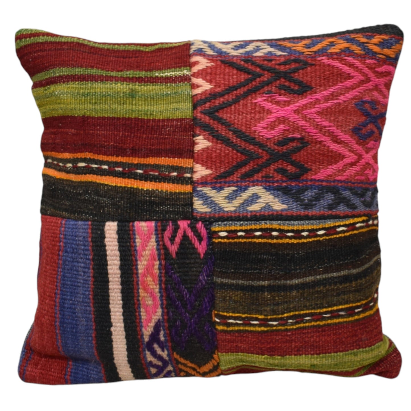 Kilim Antik El Dokuma Patchwork Kırkyama Dekoratif Kilim Kırlent Yastık Kılıfı 1168 - Yeni - Çok Renkli