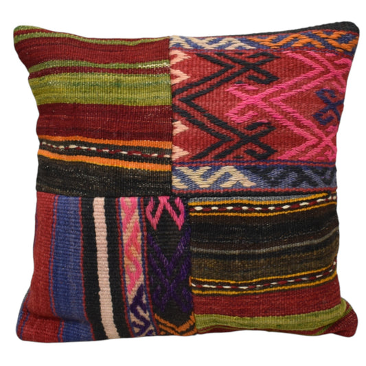 Kilim Antik El Dokuma Patchwork Kırkyama Dekoratif Kilim Kırlent Yastık Kılıfı 1168 - Yeni - Çok Renkli