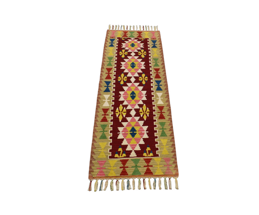 Kilim Antik El Dokuma Yün Yolluk Pınarbaşı Kayseri Kilimi 0116 - Yeni - Çok Renkli