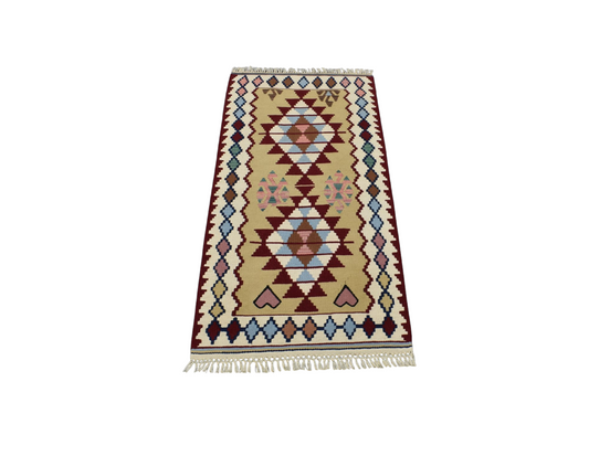 Kilim Antik El Dokuma Yün Yahyalı Kayseri Kilimi 0119 - Yeni - Çok Renkli