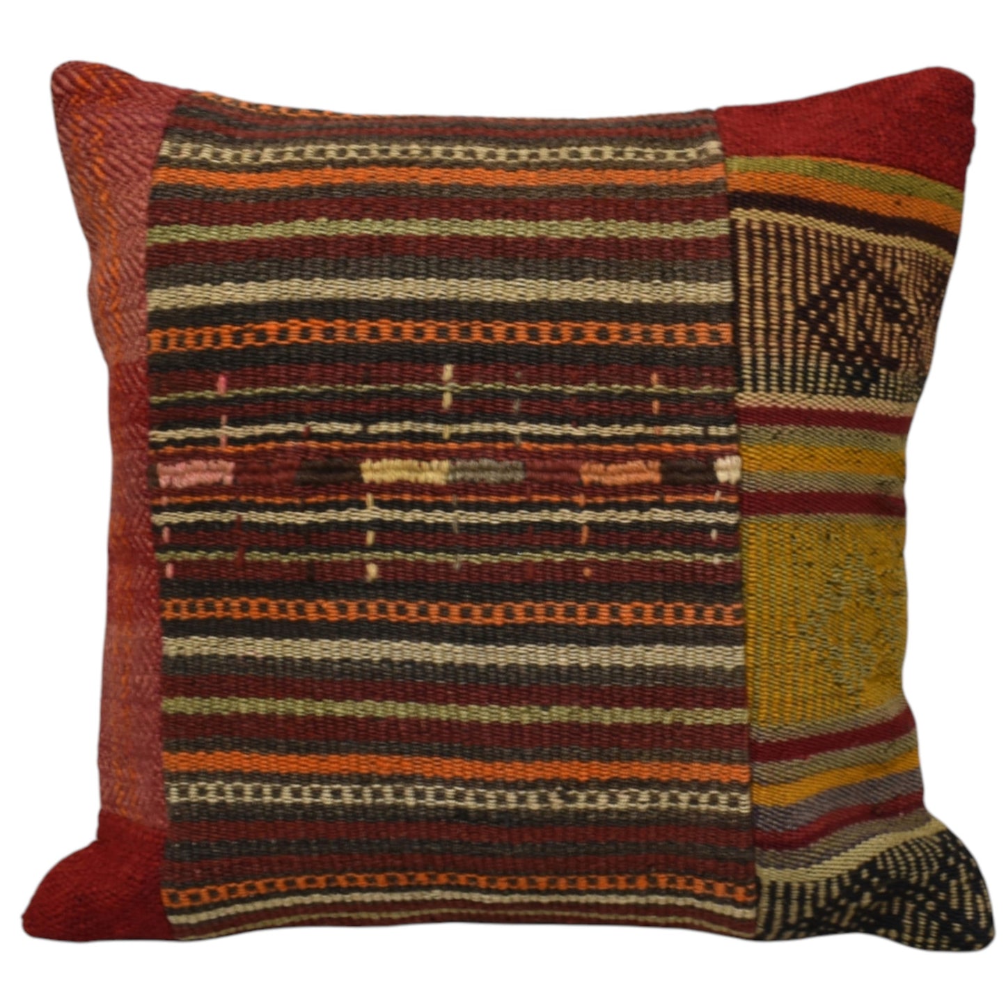 Kilim Antik El Dokuma Patchwork Kırkyama Dekoratif Kilim Kırlent Yastık Kılıfı 1200 - Yeni - Çok Renkli