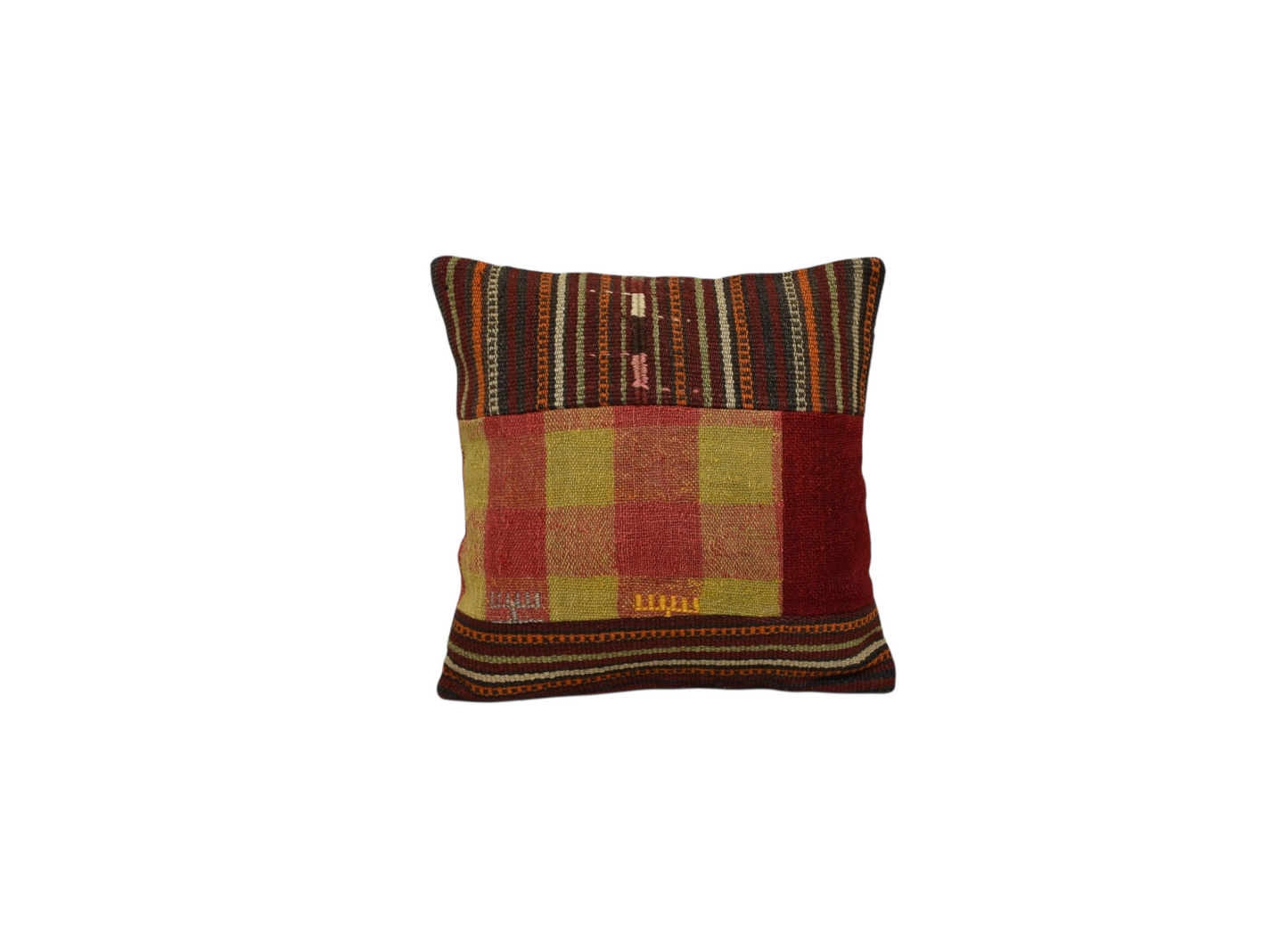 Kilim Antik El Dokuma Patchwork Kırkyama Dekoratif Kilim Kırlent Yastık Kılıfı 1209 - Yeni - Çok Renkli