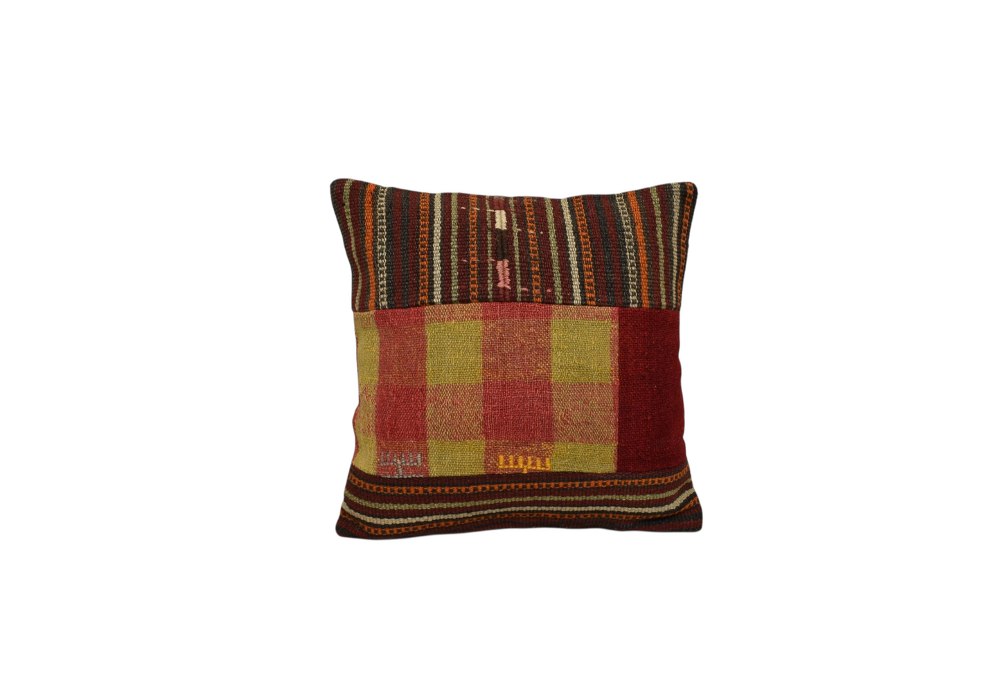 Kilim Antik El Dokuma Patchwork Kırkyama Dekoratif Kilim Kırlent Yastık Kılıfı 1209 - Yeni - Çok Renkli