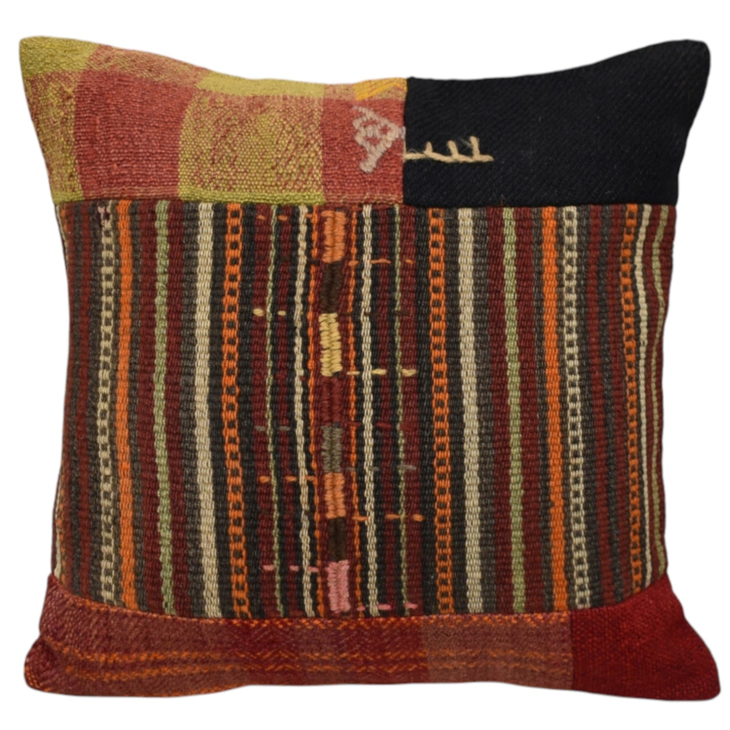 Kilim Antik El Dokuma Patchwork Kırkyama Dekoratif Kilim Kırlent Yastık Kılıfı 1249 - Yeni - Çok Renkli