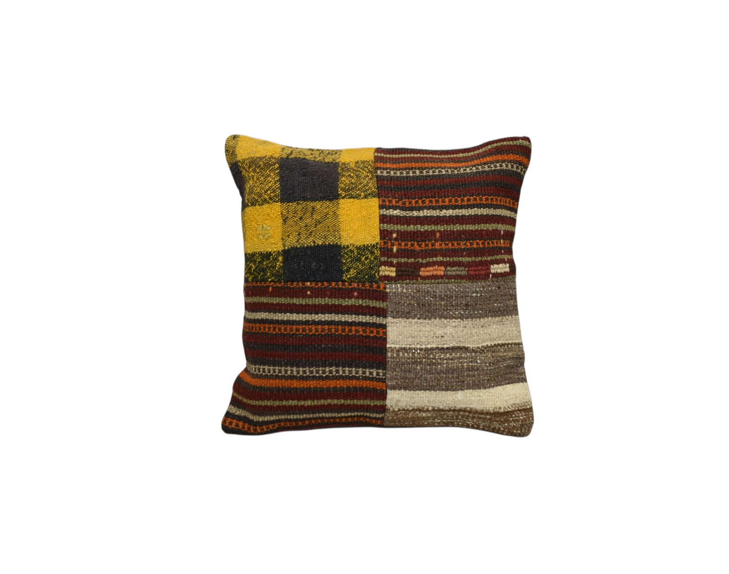 Kilim Antik El Dokuma Patchwork Kırkyama Dekoratif Kilim Kırlent Yastık Kılıfı 1261 - Yeni - Çok Renkli