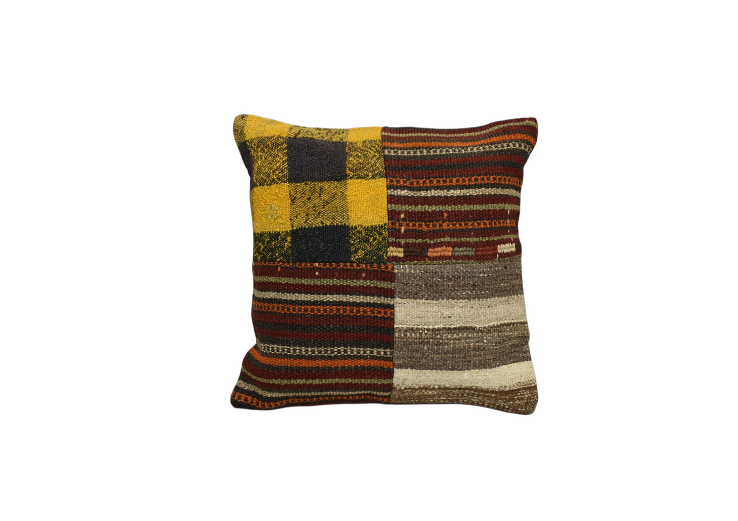 Kilim Antik El Dokuma Patchwork Kırkyama Dekoratif Kilim Kırlent Yastık Kılıfı 1261 - Yeni - Çok Renkli