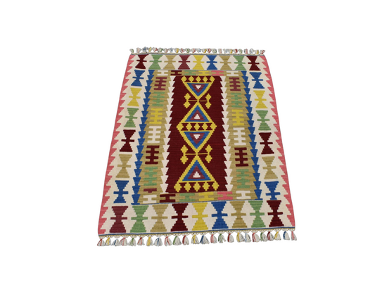 Kilim Antik El Dokuma Yün Pınarbaşı Kayseri Kilimi 0126 - Yeni - Çok Renkli