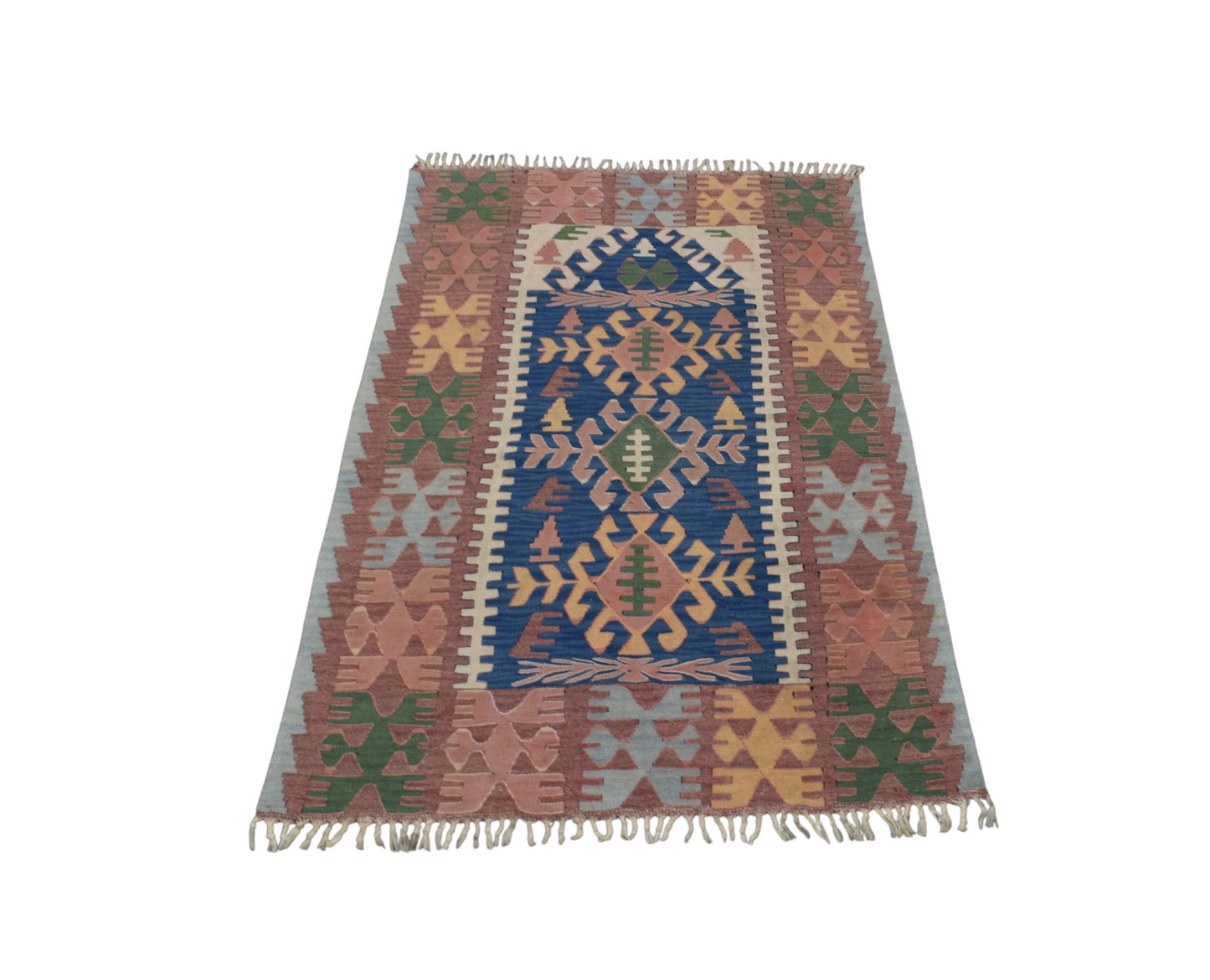 Kilim Antik El Dokuma Yün Balıkesir Kilimi 0128 - Vintage - Çok Renkli