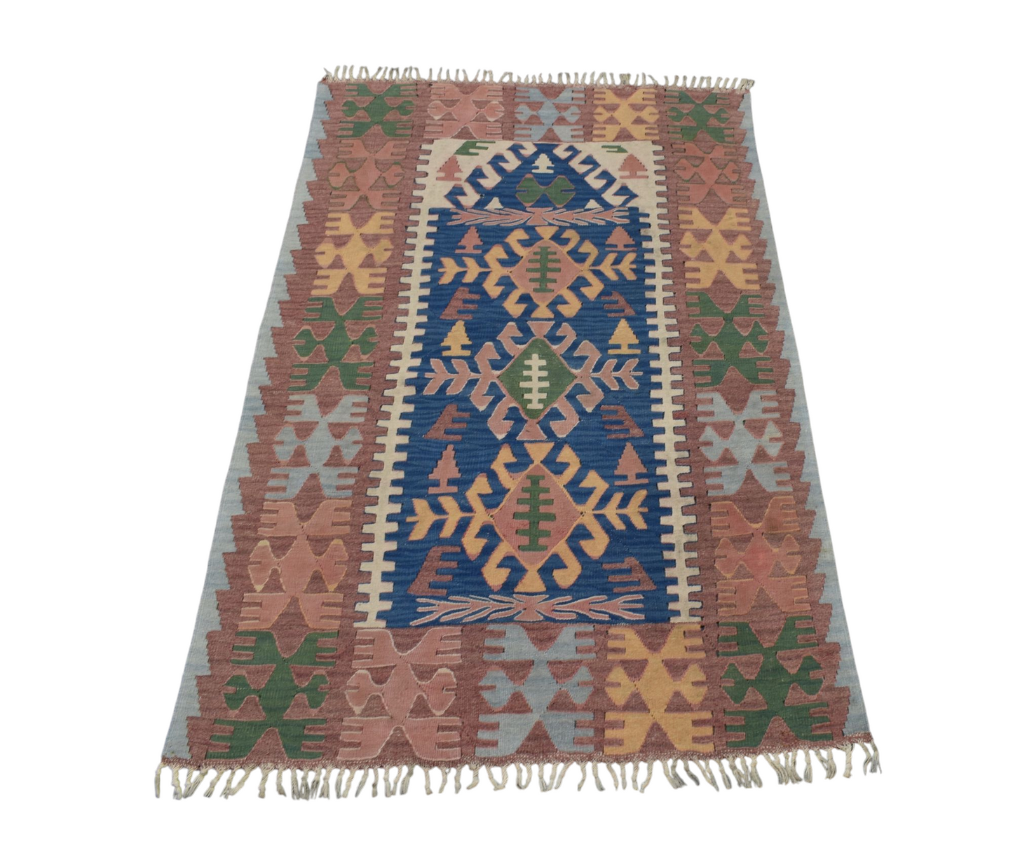 Kilim Antik El Dokuma Yün Balıkesir Kilimi 0128 - Vintage - Çok Renkli