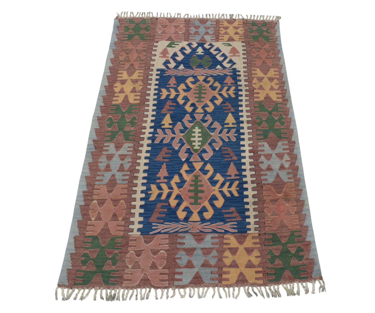 Kilim Antik El Dokuma Yün Balıkesir Kilimi 0128 - Vintage - Çok Renkli