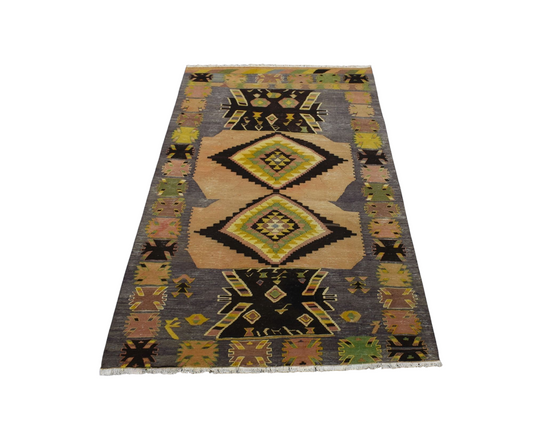 Kilim Antik El Dokuma Yün Cerit Yörükleri Meşhed İran Kilimi 0130 - Antika - Çok Renkli