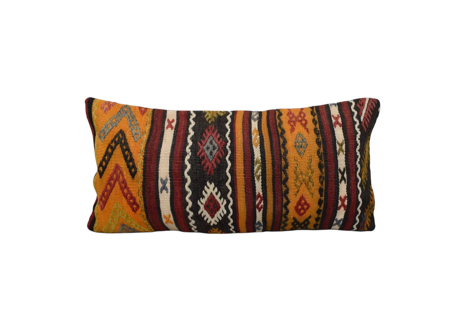 Kilim Antik El Dokuma Dekoratif Lumbar Kilim Kırlent Yastık Kılıfı 1319 - Yeni - Çok Renkli
