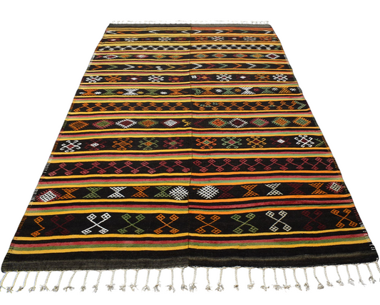 Kilim Antik El Dokuması Yün Konya Karapınar Yörük Kilimi 0138 - Yeni - Çok Renkli
