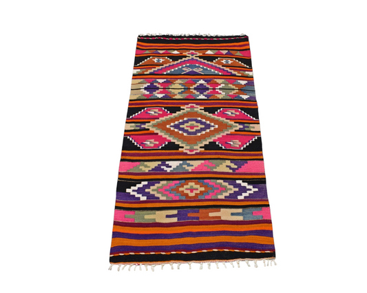Kilim Antik El Dokuması Yün Antalya Barak Yörük Kilimi 0141 - Yeni - Çok Renkli