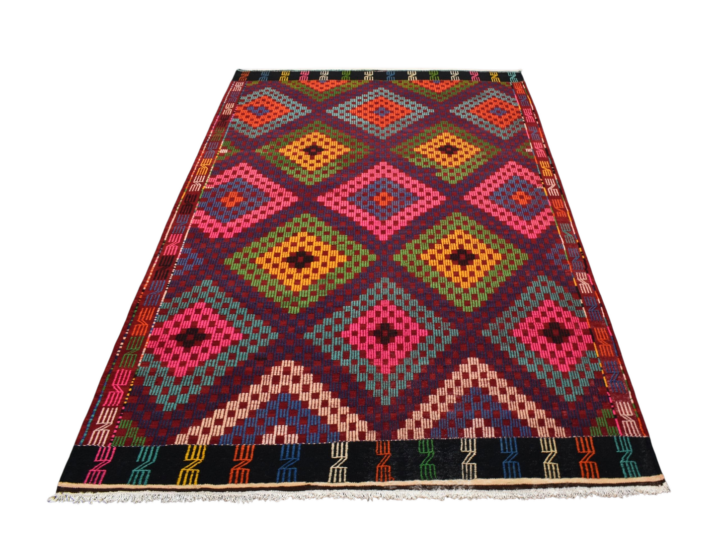 Kilim Antik El Dokuması Otantik Bergama İzmir Yörük Yün Cecim Kilimi 0144 - Yeni - Çok Renkli