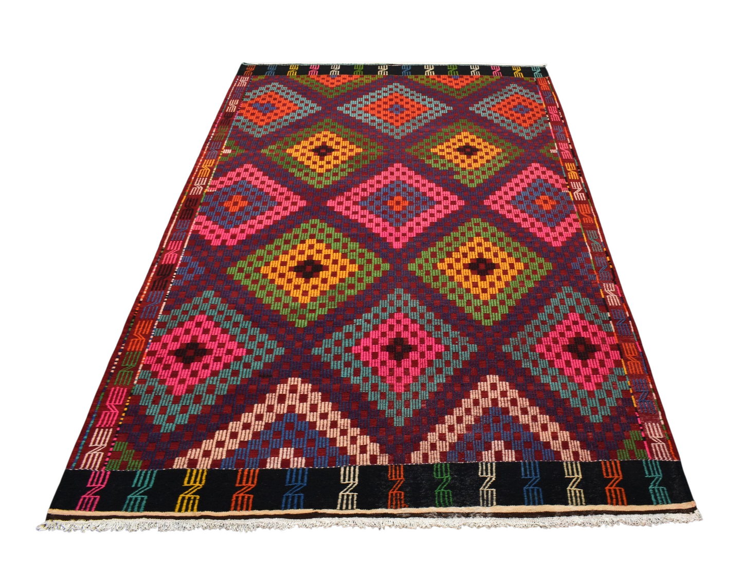 Kilim Antik El Dokuması Otantik Bergama İzmir Yörük Yün Cecim Kilimi 0144 - Yeni - Çok Renkli
